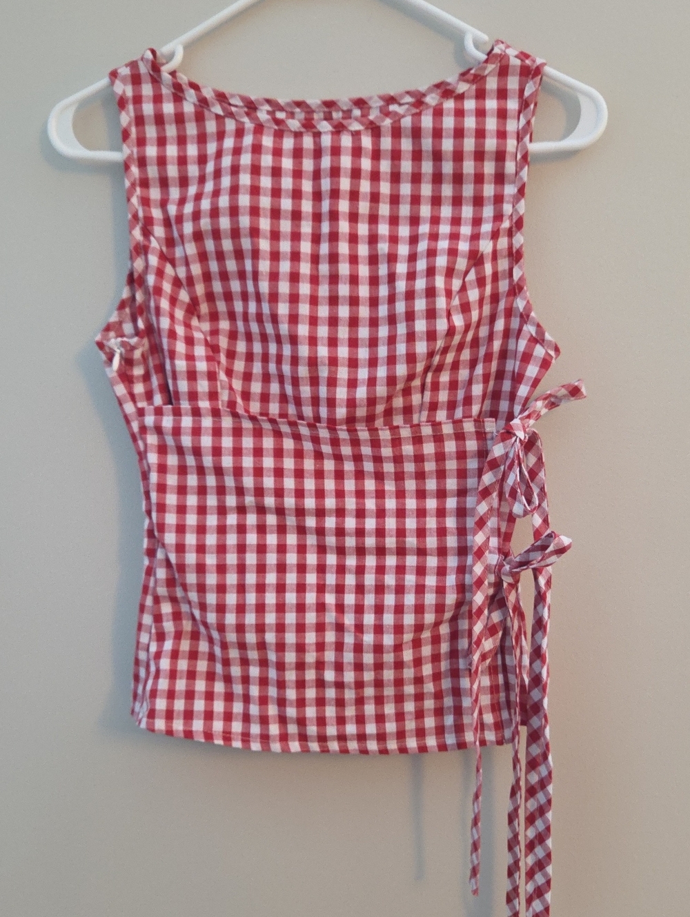 SHEIN Red Gingham Side-Tie Tank Top